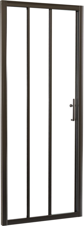 Linie Cadiz porte coulissante en trois parties 80 cm x 190 cm verre transparent profil chrome brossé