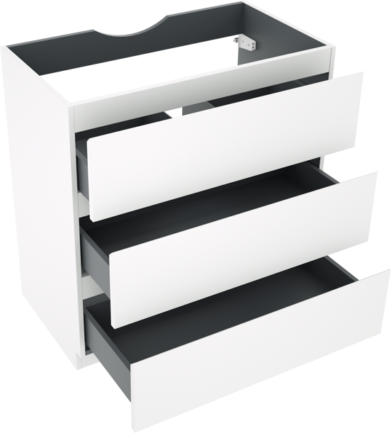 Linie Lado meuble sous-vasque a poser 80 x 46 cm blanc mat 3 tiroirs