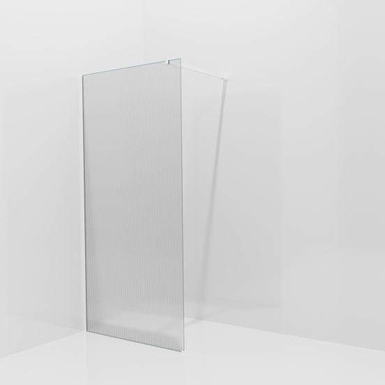 Balmani Modular Walk-In Dusche: 100 x 200 cm, Ribs, inklusive Coating, Profil Weiß matt