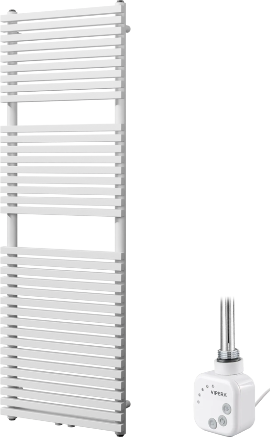 Vipera Vesuvio sèche-serviettes Simple 50 x 150 cm chauffage électrique blanc mat raccordement latéral et central possible 800W, résistance incluse
