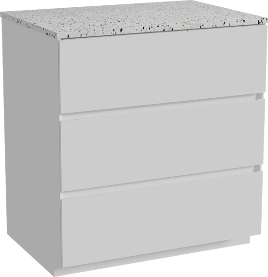 Storke Edge staand badmeubel 75 x 52 cm hoogglans wit met Tavola enkel wastafelblad in mat wit/zwart terrazzo