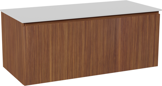 Balmani Sfera hängendes Möbelstück Set: 120 x 55 cm, Amerikanischer Nussbaum, mit Stretto Einzel- oder Doppel Waschtischplatte, Solid Surface Weiß matt