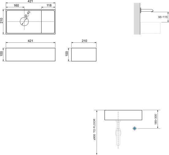 Balmani Forma zwevend toiletmeubel 42 x 21 cm amerikaans notenhout met Dama wastafel in matte Solid Surface