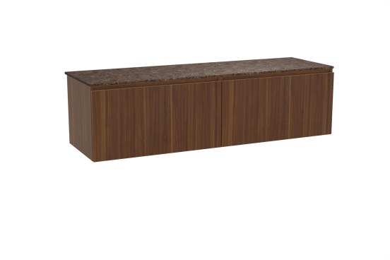 Balmani Sfera hängendes Möbelstück Set: 180 x 55 cm, Amerikanischer Nussbaum, mit Stretto Einzel- oder Doppel Waschtischplatte, Marmor Dark Emperador