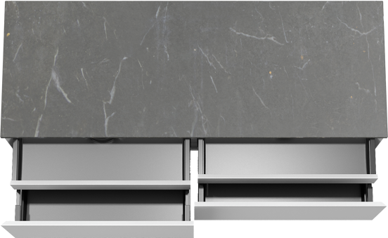 Balmani Idra meuble salle de bains suspendu 150 x 55  cm blanc mat avec Stretto tablette simple ou double en marbre Pietra Grey