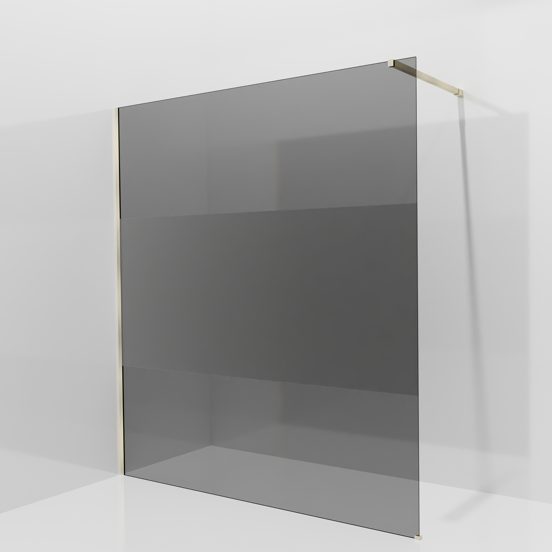 Balmani Modular Walk-In Dusche: 180 x 200 cm, Rauchglas mit mattiertem Streifen, inklusive Coating, Profil Brushed Champagne Gold