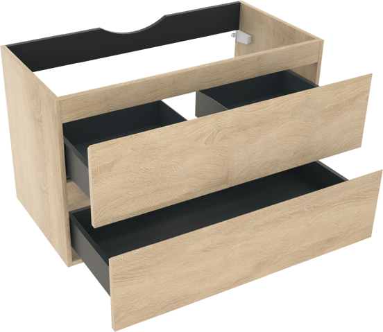 Linie Lado meuble sous-vasque suspendu 90 x 46 cm chêne blanc 2 tiroirs