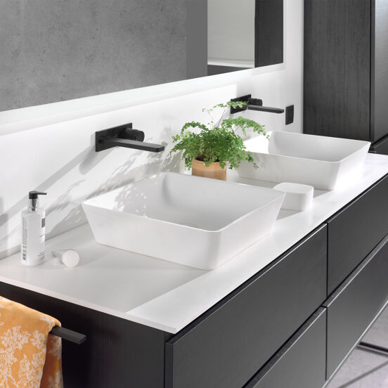 Blaufoss Sonic robinet mural lavabo noir mat incl élément intégré