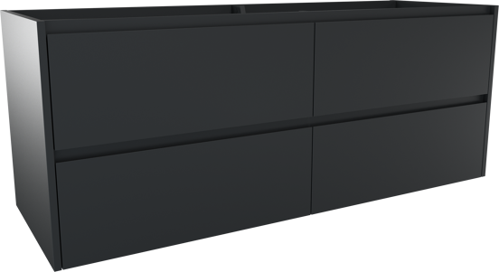 Storke Seda hängender Waschbeckenunterschrank: 150 x 52 cm, Schwarz matt, 4 Schubladen