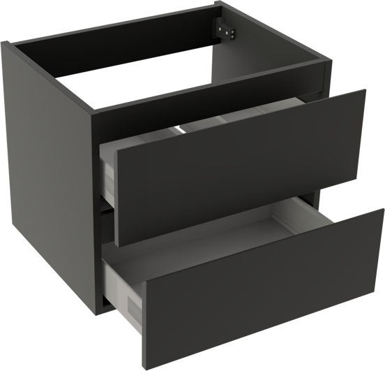 Storke Delta meuble sous-lavabo suspendu 60 x 48 cm noir mat 2 tiroirs