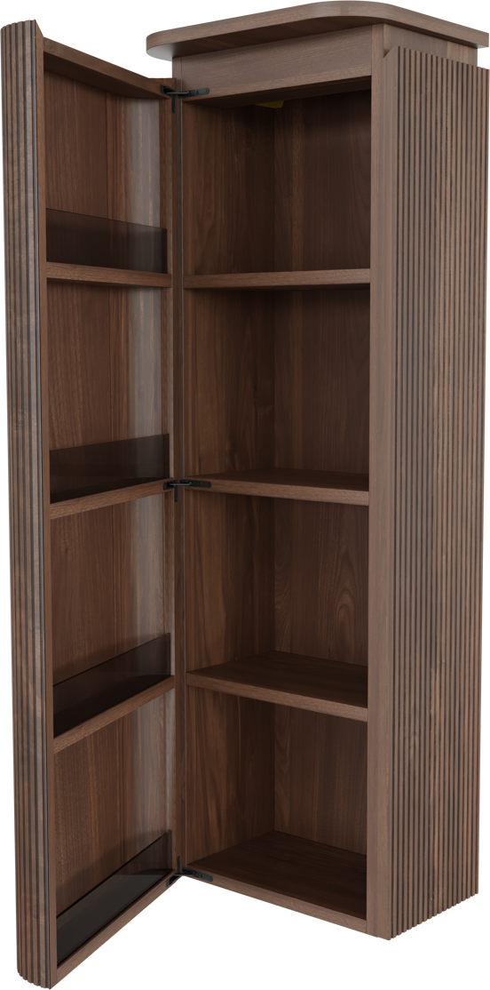 Balmani Moon Badhochschrank: Hängend, Links, amerikanischer Nussbaum, 44 x 32 x 130 cm