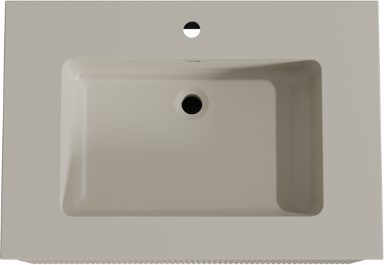 Storke Ribs zwevend badkamermeubel 75 x 52 cm ruwe eik met Diva enkele wastafel in top solid zijdegrijs, Verticale symmetrische rechte ribbel