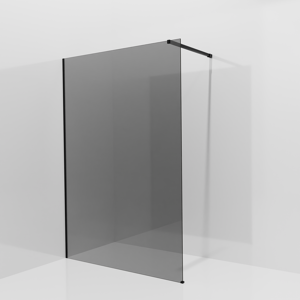 Balmani Modular douche à l'italienne: 140 x 200 cm, Verre fumé, Profil Noir mat
