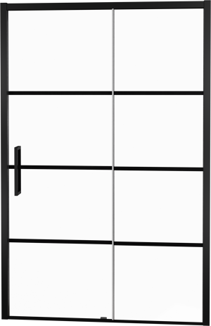 Balmani Senses Design Dusche Schiebetür, Rechts, 120 cm x 210 cm, Lined Glas, Profil Schwarz, inklusive Coating
