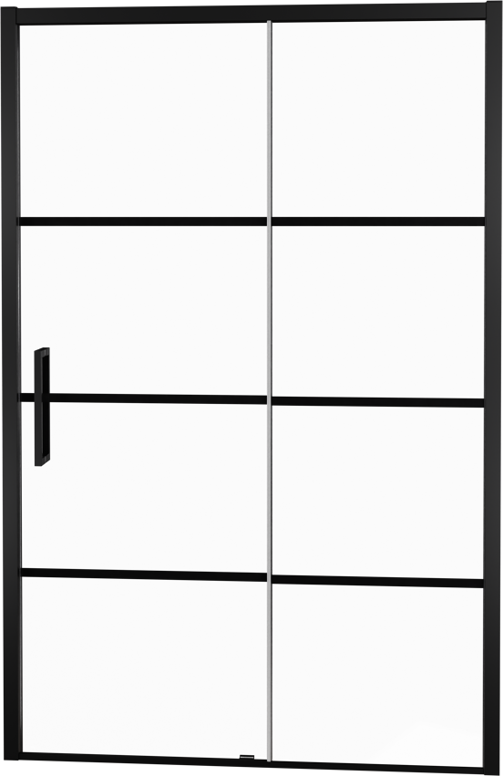 Balmani Senses Design Dusche Schiebetür, Rechts, 120 cm x 210 cm, Lined Glas, Profil Schwarz, inklusive Coating