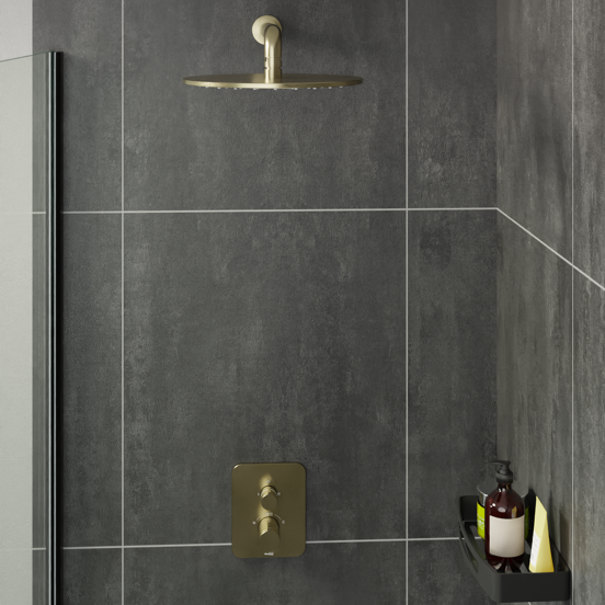 Blaufoss Round 300 tête de douche rond avec support mural Ø30cm30 cm Brushed Champagne Gold