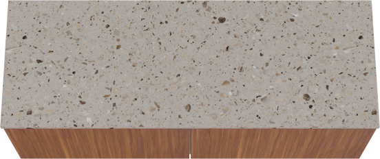 Balmani Sfera meuble salle de bains suspendu 150 x 55 cm noyer américain avec Stretto tablette simple ou double en terrazzo greige terrazzo