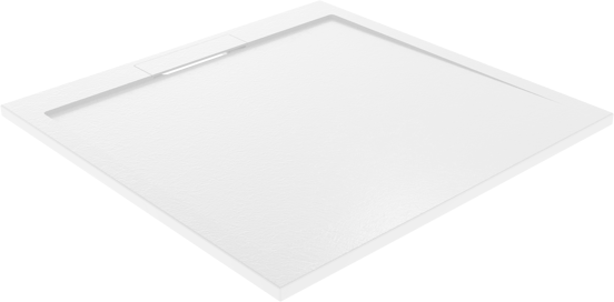 Balmani Indus douchebak 100 x 100 cm composietmarmer mat wit leisteenstructuur