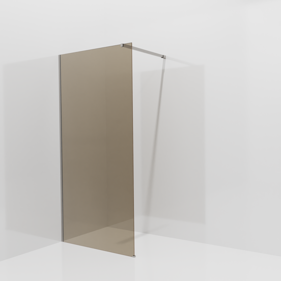 Balmani Modular Walk-In Dusche: 100 x 200 cm, Bronze Glas, inklusive Coating, Profil Brushed Inox