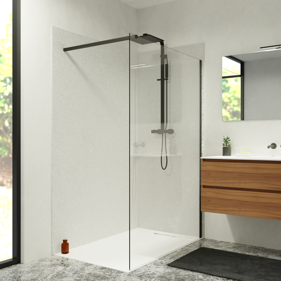 Balmani Zeno set douchewandbekleding 120 x 80 x 220 cm composietmarmer mat wit leisteenstructuur
