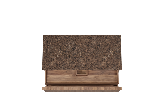 Balmani Forma hängendes Möbelstück Set: 120 x 55 cm, Amerikanischer Nussbaum, mit Stretto Einzel- oder Doppel Waschtischplatte, Marmor, Dark Emperador, Vertikale asymmetrische Runde Rippe