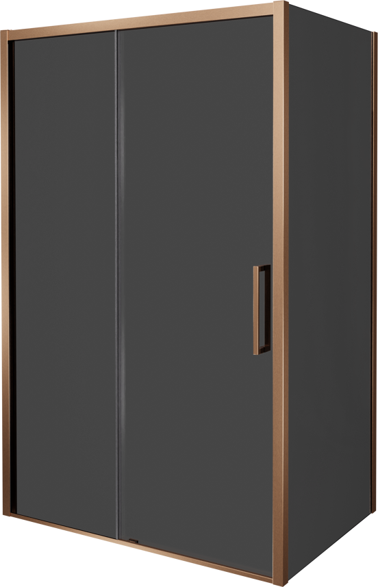 Balmani Senses Design douchehoek met linkse schuifdeur en vaste zijwand, 160 x 90 cm, Rookglas, Brushed Rosegold profielen, met coating