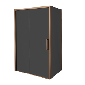 Balmani Senses Design douchehoek met linkse schuifdeur en vaste zijwand, 160 x 100 cm, Rookglas, Brushed Rosegold profielen