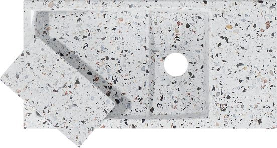 Balmani Mood Handwaschbecken: 36 x 18 cm, Bianco Nero Terrazzo