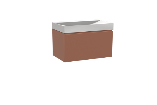 Balmani Sfera hängendes Möbelstück Set: 90 x 55 cm, Cotto, mit Wave Einzelwaschtisch, Solid Surface Weiß matt