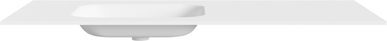 Balmani Tablo Arcato asymmetrisch linkse wastafel matte solid surface 135 x 55 cm, afvoerplug inbegrepen