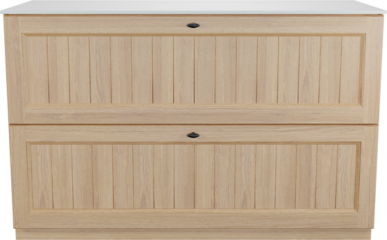 Balmani Lemon meuble salle de bains à poser 135 x 55 cm, plaqué chêne naturel avec Stretto tablette simple ou double en blanc mat