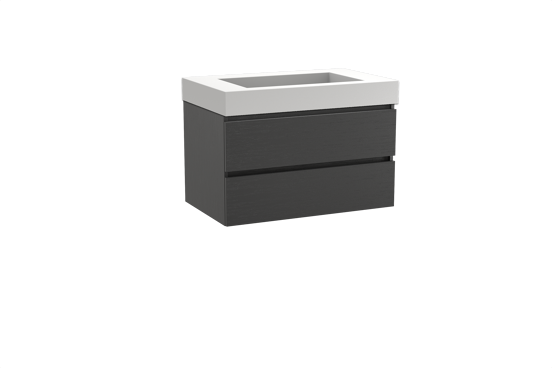 Balmani Lucida meuble salle de bains suspendu 90 x 55 cm chêne noir avec Modus plan simple en solid surface blanc mat