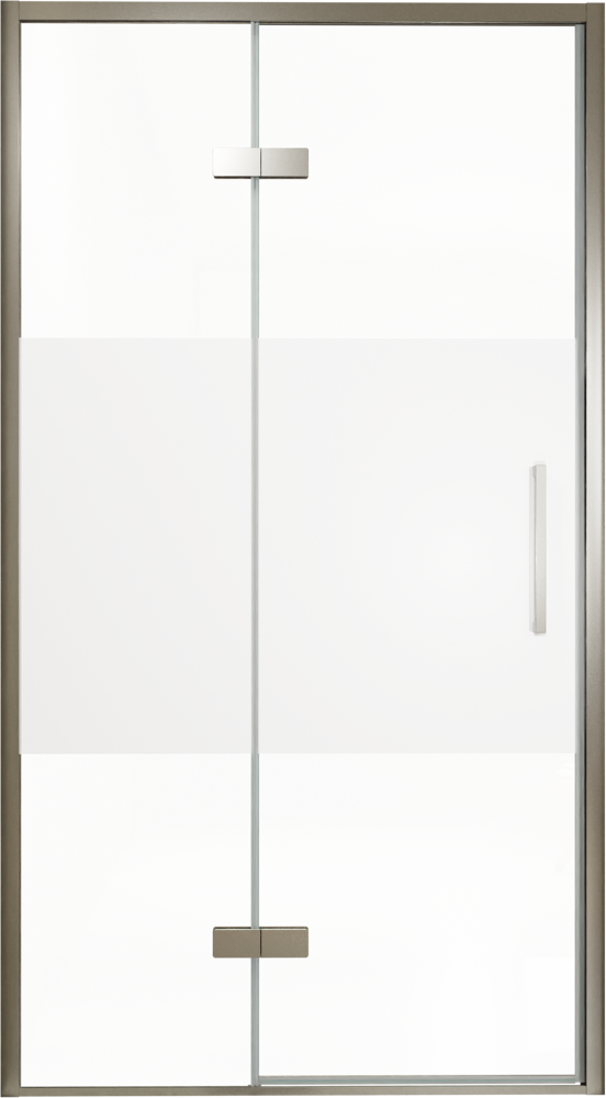 Balmani Senses Design douche draaideur links 120 cm x 210 cm Helder glas met matte strook, Brushed GunMetal profielen, met coating