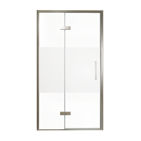 Balmani Senses Design porte pivotante à gauche 120 cm x 210 cm verre transparent avec bande matte, Profil Brushed GunMetal