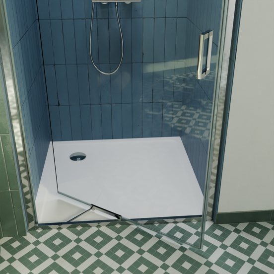 Luca Varess Vidor In paroi de douche avec porte pivotante et paroi latérale fixe 90 x 80 cm verre transparent profil chrome brillant