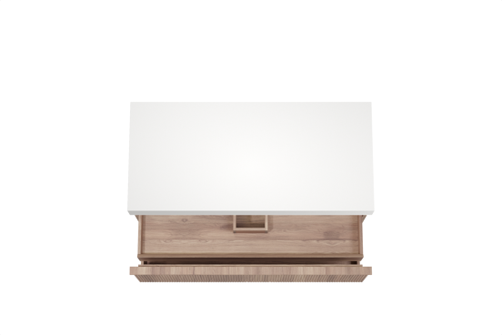 Balmani Forma hängendes Möbelstück Set: 120 x 55 cm, Teak, mit Dominus Einzel- oder Doppel Waschtischplatte, Solid Surface, Weiß matt, Vertikale symmetrische gerade Rippe