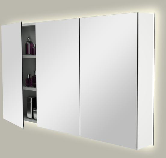 Storke Reflecta spiegelkast 130 x 75 cm mat wit met spiegelverlichting