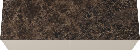Balmani Eclips hängendes Möbelstück Set: 180 x 55 cm, Sandbeige, mit Stretto Einzel- oder Doppel Waschtischplatte Marmor Dark Emperador
