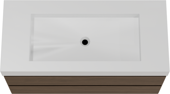 Balmani Mitra zwevend badkamermeubel 120 x 55 cm amerikaanse notelaar met Modus enkele wastafel voor 2 kraangaten in solid surface mat wit