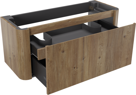 Storke Soft zwevende wastafelonderkast 120 x 46 cm Ruwe eiken 2 lades