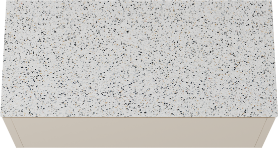 Balmani Eclips hängendes Möbelstück Set: 120 x 55 cm, Sandbeige, mit Stretto Einzel- oder Doppel Waschtischplatte Bianco Nero Terrazzo