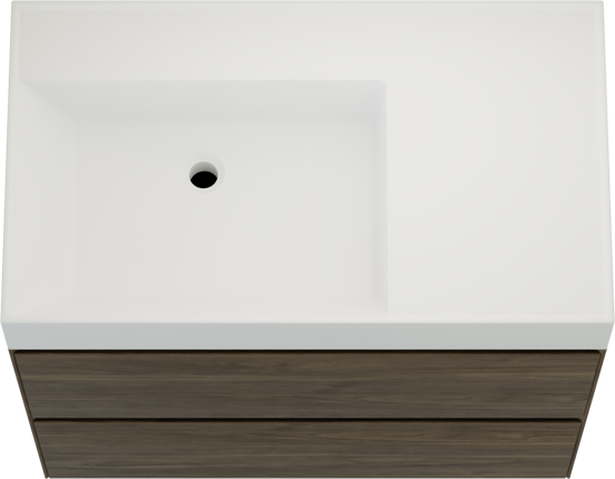 Balmani Mitra Compact meuble salle de bains suspendu 60 x 46 cm chêne sauvage avec Argila vasque asymétrique droite en marbre composite blanc mat