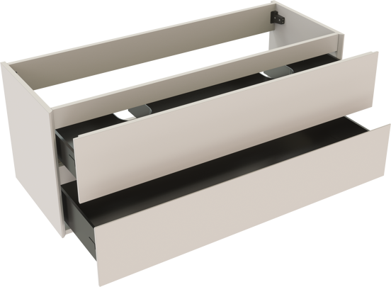 Storke Edge meuble sous-lavabo suspendu 120 x 46 cm blanc mat 2 tiroirs 2 découpés de siphon