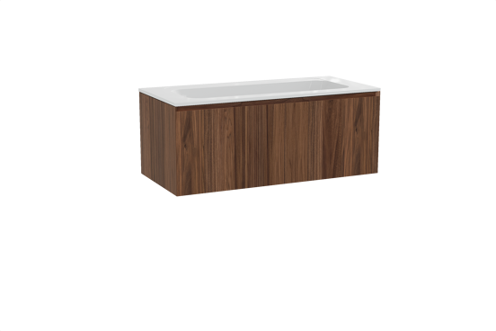 Balmani Idra meuble salle de bains suspendu 120 x 55 cm noyer avec Tablo Strada plan simple en marbre composite blanc brillant