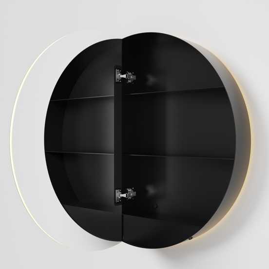 Balmani Mara spiegelkast Rond Ø 90 mat zwart met spiegelverlichting en anti-damp