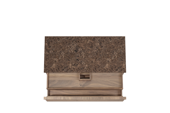 Balmani Forma hängendes Möbelstück Set: 120 x 55 cm, Amerikanischer Nussbaum, mit Stretto Einzel- oder Doppel Waschtischplatte, Marmor, Dark Emperador, Horizontale symmetrische gerade Rippe