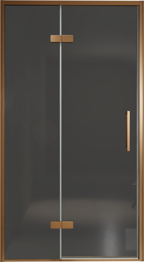 Balmani Senses Design Dusche Drehtür, Links, 120 cm x 210 cm, Rauchglas, Profil Brushed Rosegold
