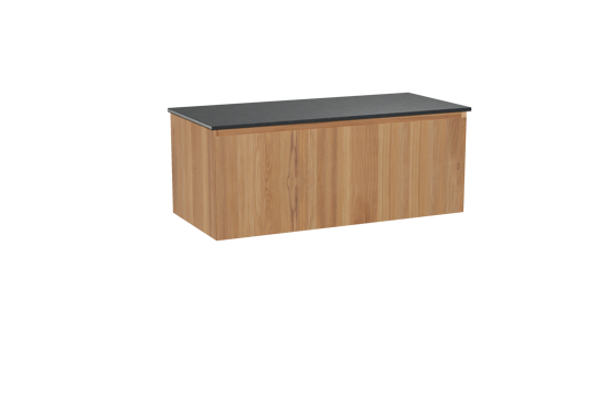 Balmani Idra meuble salle de bains suspendu 120 x 55 cm teck avec Stretto tablette simple en granit noir