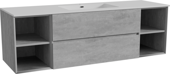 Storke Edge zwevend badmeubel 165 x 52 cm beton donkergrijs met Diva enkele wastafel in composietmarmer hoogglans wit