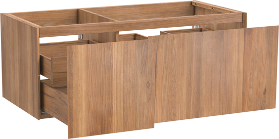 Balmani Idra zwevende wastafelonderkast 120 x 55 cm asymmetrisch rechts teakhout 4 lades